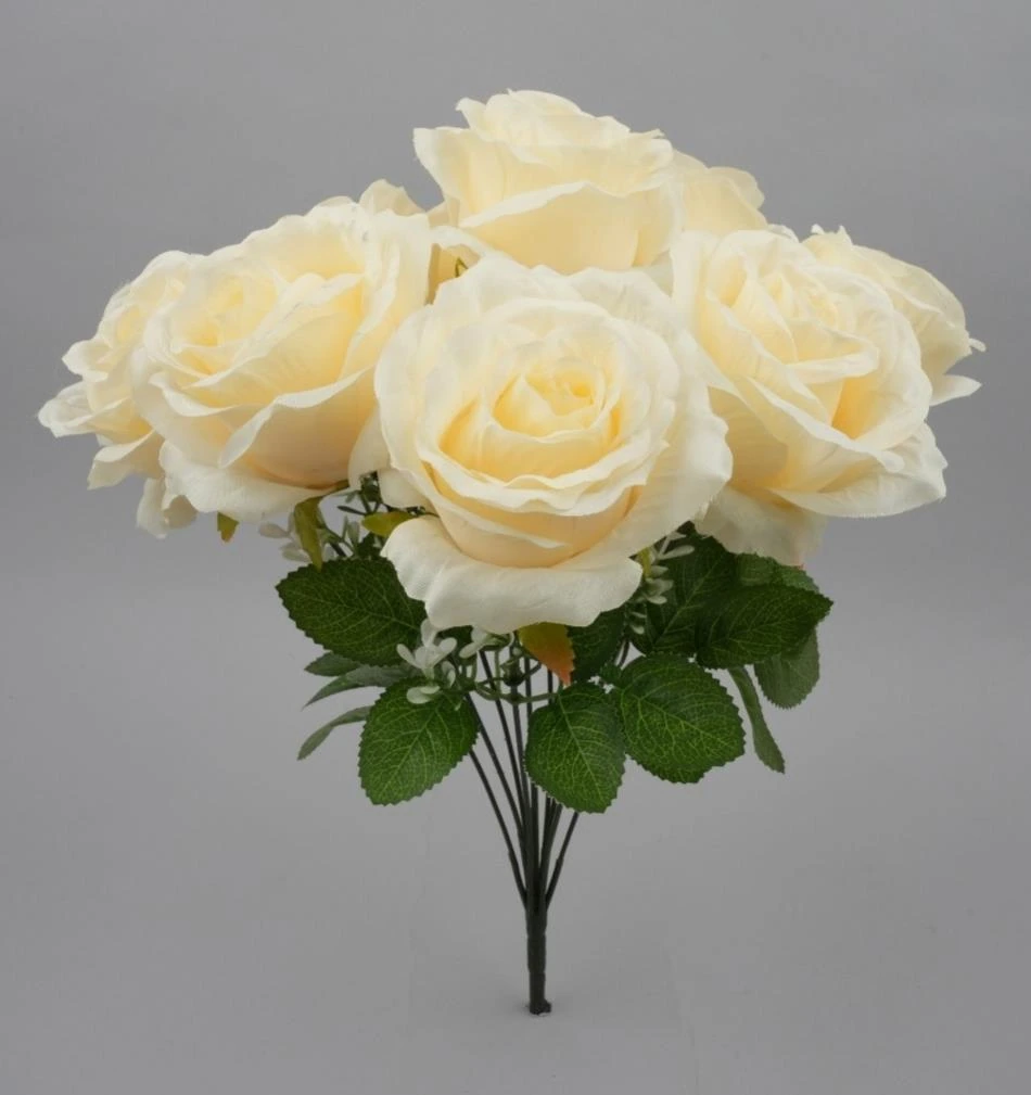 Big Rose Bunch X 9 With Leaves